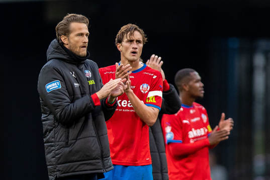Helsingborgs målvakt Anders Lindegaard och Thomas Rogne