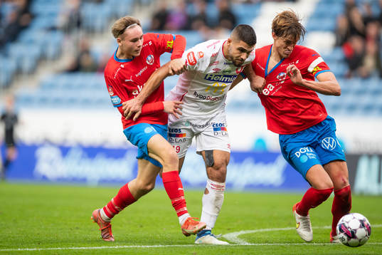Helsingborgs Simon Bengtsson och Thomas Rogne och Degerfors