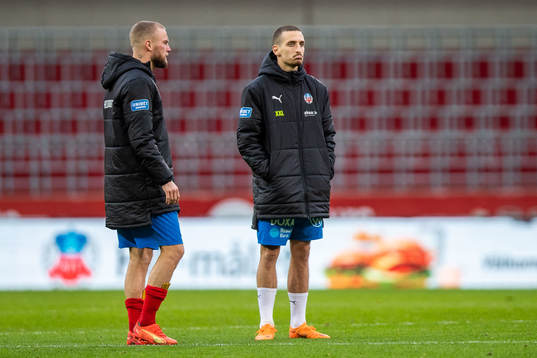 Helsingborgs Alexander Faltsetas och Amar Muhsin deppar
