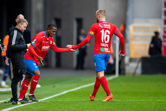 Helsingborgs Diego Cesar De Oliveira och Alexander Faltsetas