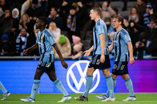 Djurgårdens Hampus Finndell jublar