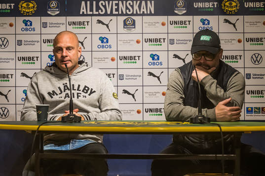 Mjällbys tränare Andreas Brännström och Varbergs