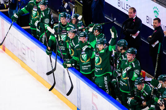 Färjestads spelare jublar