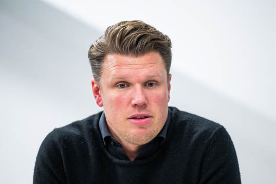 Örebros tränare Christian Järdler på presskonferensen
