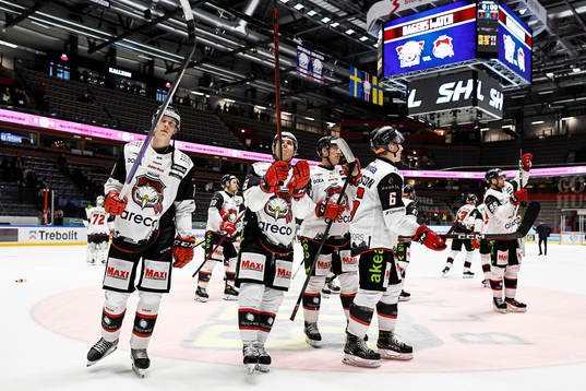 Malmö Redhawks spelare jublar