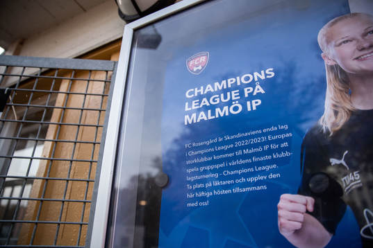 A sign announcing the UEFA Women's Champions League