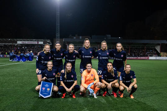 Players of FC Rosengård line up for a team photo