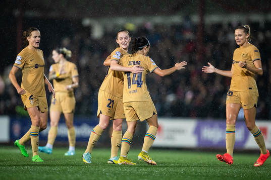 Keira Walsh, Aitana Bonmati and Fridolina Rolfö of