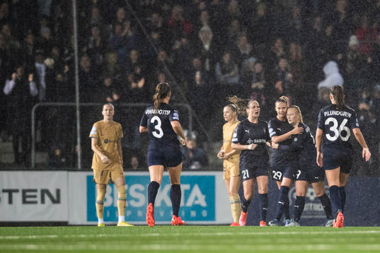 Olivia Holdt of FC Rosengård celebrates scoring 1-2