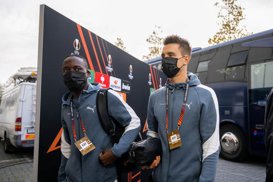 Mohammed Buya Turay and Jonas Knudsen of Malmö FF arrives