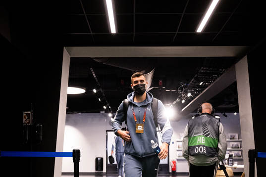 Matěj Chalus of Malmö FF arrives to the stadium