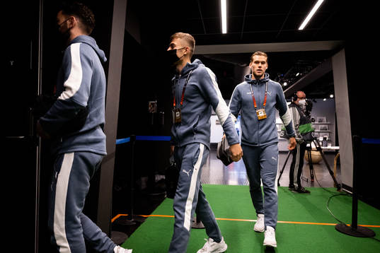 Patriot Sejdiu and Felix Beijmo of Malmö FF arrives to the