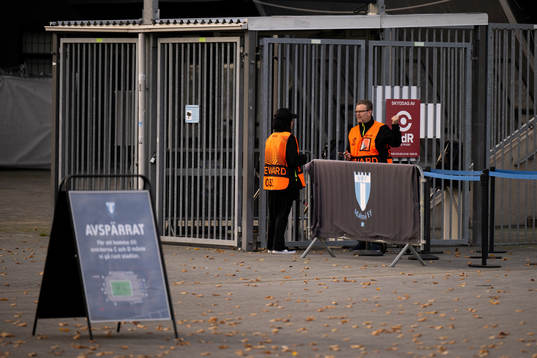 Stewards outside the stadium