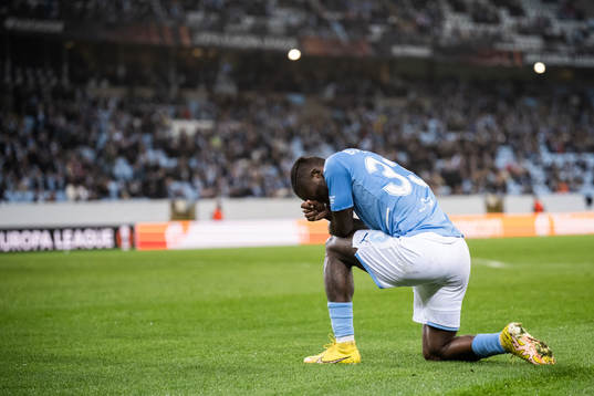 Mohammed Buya Turay of Malmö looks dejected