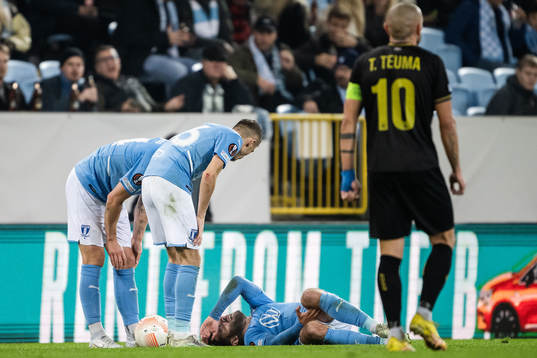 Erdal Rakip of Malmö in pain