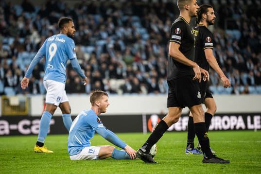 Anders Christiansen looks dejected