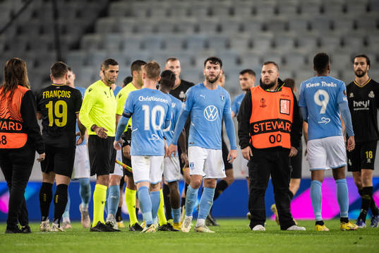 Erdal Rakip of Malmö looks dejected