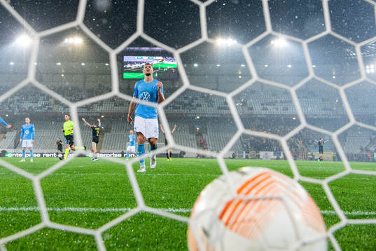 Matěj Chalus of Malmö looks dejected