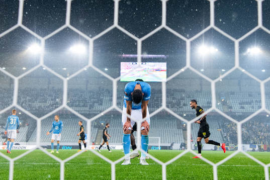 Matěj Chalus of Malmö looks dejected
