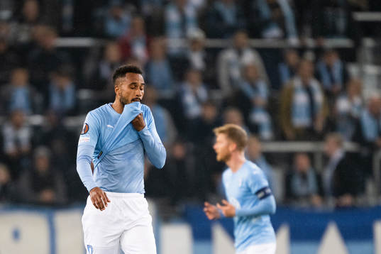 Isaac Kiese Thelin of Malmö looks dejected