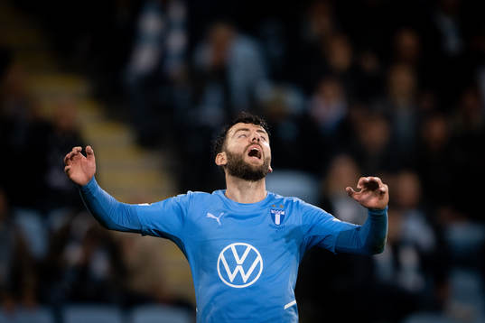 Erdal Rakip of Malmö looks dejected