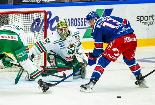 Rögles målvakt Christoffer Rifalk och Oskarshamns Jiri