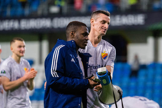 Joel Asoro and Haris Radetinac of Djurgården