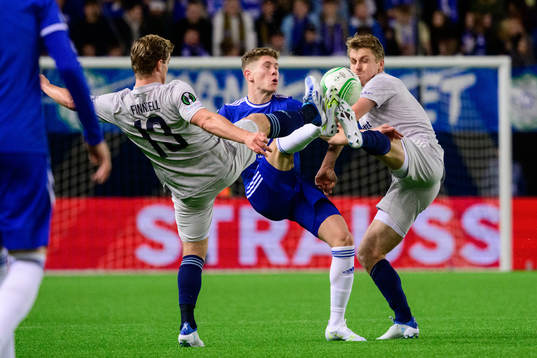 Hampus Finndell and Rasmus Schüller of Djurgården against