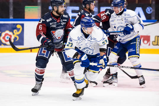 Leksands Mikael Ruohomaa och Linköpings Craig Schira