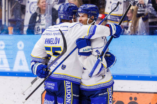 Leksands Jon Knuts jublar efetr 1-1