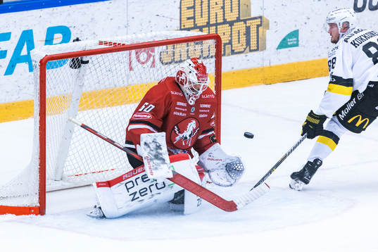 Vita Hästens målvakt Adam Ohre och Västerås Jesper