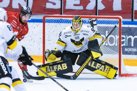 Vita Hästens Arvid Degerstedt och Västerås målvakt Ian