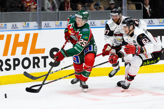 Frölundas Pontus Johansson och Malmö Redhawks Joakim Ryan