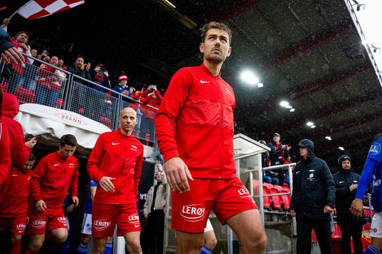 Fredrik Pallesen Knudsen of Brann enters the pitch