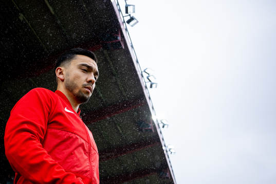 Niklas Castro of Brann enters the pitch