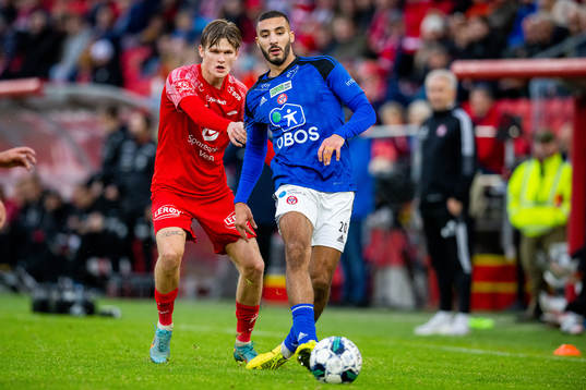 David Møller Wolfe of Brann and Ayoub Aleesami of KFUM