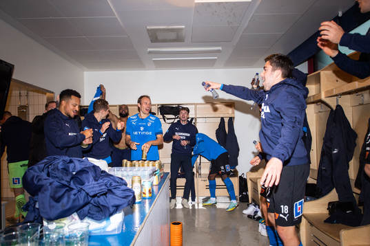 Halmstads spelare jublar