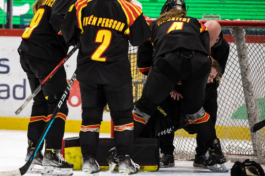 Brynäs målvakt Klara Peslarova skadas