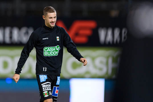 Varbergs Oliver Alfonsi före fotbollsmatchen i Allsvenskan