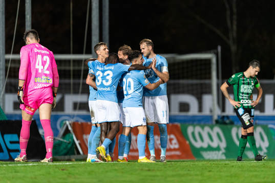 Malmö FFs Søren Rieks jublar med lagkamrater