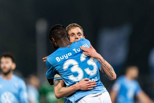 Malmö FFs Mohamed Buya Turay jublar