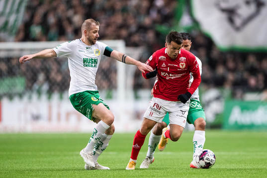 Hammarbys Darijan Bojanic och Kalmars Johan Karlsson