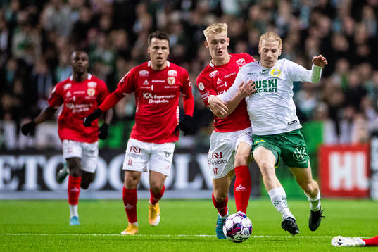 Kalmars Carl Gustafsson och Hammarbys Gustav Ludwigson