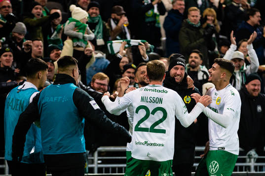 Hammarbys Mohanad Jeahze, Joel Nilsson och Edvin Kurtulus