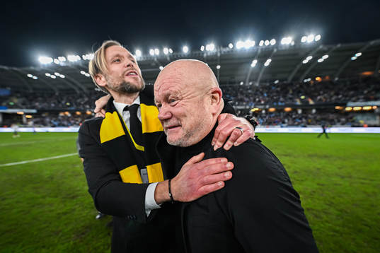 Häckens klubbchef Marcus Jodin och tränare Per-Mathias