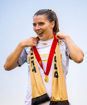 Cecilie Redisch Kvamme of Brann celebrates