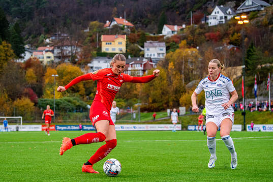 Svava Ros Gudmundsdottir of Brann and Camilla Huseby of