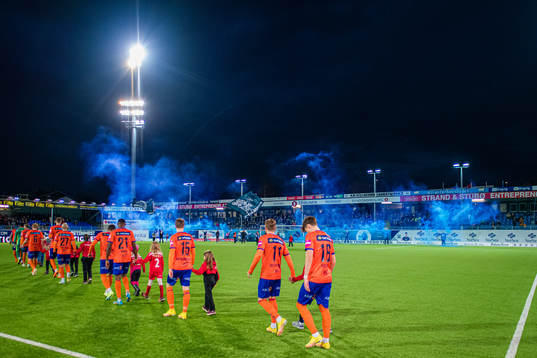 Spectators in the stands at Kristiansund Stadion