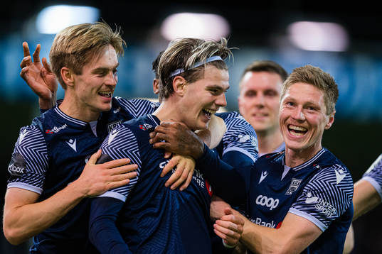 Brynjolfur Andersen Willumsson of Kristiansund celebrates