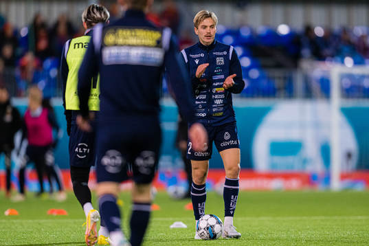 Snorre Strand Nilsen of Kristiansund warms up